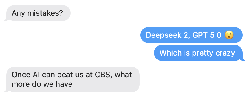 frontier model perfomance imessage commiseration
